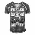 Fueled By Gaming And Coffee Video Gamer Gaming Men's Short Sleeve V-neck 3D Print Retro Tshirt Grey