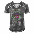 Funny Camper Gift Tee Happy Camping Lover Camp Vacation Men's Short Sleeve V-neck 3D Print Retro Tshirt Grey