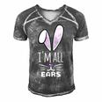 Funny Cute Pastel Purple Bunny Im All Ears Rabbit Happy Easter Day Gift For Girls Women Mom Mommy Family Birthday Holiday Christmas Men's Short Sleeve V-neck 3D Print Retro Tshirt Grey