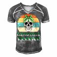 Gastroparesis Warrior Skull Women Vintage Green Ribbon Gastroparesis Gastroparesis Awareness Men's Short Sleeve V-neck 3D Print Retro Tshirt Grey