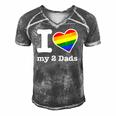 Gay Dads I Love My 2 Dads With Rainbow Heart Men's Short Sleeve V-neck 3D Print Retro Tshirt Grey