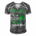 Glaucoma Dad Most People Never Meet Their Hero I Raised Mine Green Ribbon Glaucoma Glaucoma Awareness Men's Short Sleeve V-neck 3D Print Retro Tshirt Grey