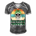 Glaucoma Warrior Skull Women Vintage Green Ribbon Glaucoma Glaucoma Awareness V2 Men's Short Sleeve V-neck 3D Print Retro Tshirt Grey