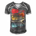 Guitar Lover Retro Style Gift For Guitarist Men's Short Sleeve V-neck 3D Print Retro Tshirt Grey
