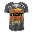 Happy First Fathers Day Dad T-Shirt Men's Short Sleeve V-neck 3D Print Retro Tshirt Grey