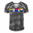 Human Lgbt Flag Gay Pride Month Transgender Men's Short Sleeve V-neck 3D Print Retro Tshirt Grey