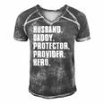 Husband Daddy Protector Provider Hero Fathers Day Daddy Day Men's Short Sleeve V-neck 3D Print Retro Tshirt Grey
