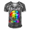 I Licked It So Its Mine Funny Lesbian Gay Pride Lgbt Flag Men's Short Sleeve V-neck 3D Print Retro Tshirt Grey