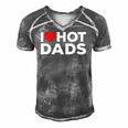 I Love Hot Dads Red Heart Funny Men's Short Sleeve V-neck 3D Print Retro Tshirt Grey