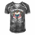 Im Drinking For Two This Year Pregnancy 4Th Of July Men's Short Sleeve V-neck 3D Print Retro Tshirt Grey