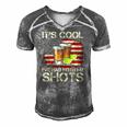 Its Cool Ive Had Both My Shots American Flag 4Th Of July Men's Short Sleeve V-neck 3D Print Retro Tshirt Grey