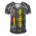 Juneteenth Us Flag Black King Melanin Dad Men Fathers Day Men's Short Sleeve V-neck 3D Print Retro Tshirt Grey