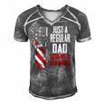 Just A Regular Dad Trying Not To Raise Liberals -- On Back Men's Short Sleeve V-neck 3D Print Retro Tshirt Grey