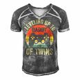 Leveling Up To Daddy Of Twins Expecting Dad Video Gamer Men's Short Sleeve V-neck 3D Print Retro Tshirt Grey