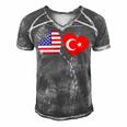 Loving Usa Turkey Flag Heart Turkish 13 Shirt Men's Short Sleeve V-neck 3D Print Retro Tshirt Grey