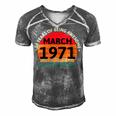 March 1971 50 Years Old Retro Vintage 50Th Birthday Men's Short Sleeve V-neck 3D Print Retro Tshirt Grey