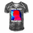 Mega King Usa Flag Proud Ultra Maga Trump 2024 Anti Biden Men's Short Sleeve V-neck 3D Print Retro Tshirt Grey