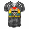 Mens Best Cat Dad Ever For Dad On Fathers Day Cat Daddy Men's Short Sleeve V-neck 3D Print Retro Tshirt Grey
