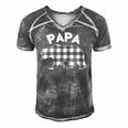 Mens Black And White Buffalo Plaid Papa Bear Christmas Pajama Men's Short Sleeve V-neck 3D Print Retro Tshirt Grey