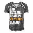 Mens Dad Husband Grandpa 70 Years Legend Birthday 70 Years Old Men's Short Sleeve V-neck 3D Print Retro Tshirt Grey