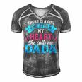 Mens Funny Fathers Day Shirt A Girl She Calls Me Dada Grandpa 7 Shirt Men's Short Sleeve V-neck 3D Print Retro Tshirt Grey