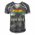 Mens Funny Papa Bear Cub 6 Kids Fathers Day Grandpa Men's Short Sleeve V-neck 3D Print Retro Tshirt Grey
