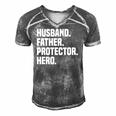 Mens Husband Father Protector Hero Funny Fathers Day Men's Short Sleeve V-neck 3D Print Retro Tshirt Grey
