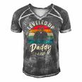 Mens I Leveled Up To Daddy Funny Promoted New Dad Again 2021 Ver2 Men's Short Sleeve V-neck 3D Print Retro Tshirt Grey