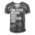 Mens Loan Officer Husband Daddy Protector Hero Fathers Day Dad Men's Short Sleeve V-neck 3D Print Retro Tshirt Grey