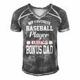 Mens My Favorite Baseball Player Calls Me Bonus Dad Funny Bonus Men's Short Sleeve V-neck 3D Print Retro Tshirt Grey