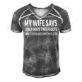 Mens My Wife Says I Only Have Two Faults 368 Trending Shirt Men's Short Sleeve V-neck 3D Print Retro Tshirt Grey