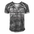 Mens My Wife Says I Only Have Two Faults 369 Trending Shirt Men's Short Sleeve V-neck 3D Print Retro Tshirt Grey