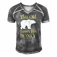Mens Papa Bear Fathers Day Gift This Old Bear Loves His Honey Men's Short Sleeve V-neck 3D Print Retro Tshirt Grey