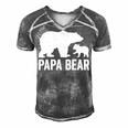 Mens Papa Bear Fathers Day Grandad Fun 1 Cub Kid Grandpa Men's Short Sleeve V-neck 3D Print Retro Tshirt Grey
