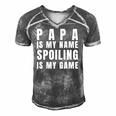 Mens Papa Is My Name Spoiling Is My Game Funny Fathers Day Men's Short Sleeve V-neck 3D Print Retro Tshirt Grey