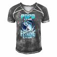 Mens Popo Is My Name Fishing Is My Game Fathers Day Gifts Men's Short Sleeve V-neck 3D Print Retro Tshirt Grey