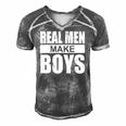 Mens Real Men Make Boys Daddy To Be Announcement Family Boydaddy Men's Short Sleeve V-neck 3D Print Retro Tshirt Grey