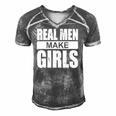 Mens Real Men Make Girls - Family Newborn Paternity Girl Daddy Men's Short Sleeve V-neck 3D Print Retro Tshirt Grey