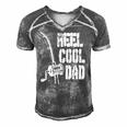 Mens Reel Cool Dad Fishing Daddy Mens Fathers Day Gift Idea Men's Short Sleeve V-neck 3D Print Retro Tshirt Grey