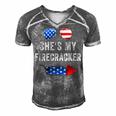 Mens Shes My Firecracker His And Hers 4Th July Matching Couples Men's Short Sleeve V-neck 3D Print Retro Tshirt Grey