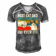 Mens Vintage Best Cat Dad Ever Bump Fit Classic Men's Short Sleeve V-neck 3D Print Retro Tshirt Grey