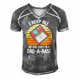 Mens Vintage Fathers Day I Keep All My Dad Jokes In A Dad A Base Men's Short Sleeve V-neck 3D Print Retro Tshirt Grey