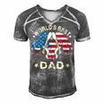 Mens Worlds Best Guitar Dad T 4Th Of July American Flag Men's Short Sleeve V-neck 3D Print Retro Tshirt Grey