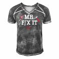 Mr Fix It Fathers Day Hand Tools Papa Daddy Men's Short Sleeve V-neck 3D Print Retro Tshirt Grey
