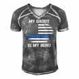 My Daddy Is My Hero Police Officer Thin Blue Line Men's Short Sleeve V-neck 3D Print Retro Tshirt Grey