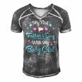 My First Fathers Day With My Baby Girl Daughter Daddy Men's Short Sleeve V-neck 3D Print Retro Tshirt Grey