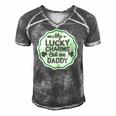 My Lucky Charms Call Me Daddy St Patricks Day Men's Short Sleeve V-neck 3D Print Retro Tshirt Grey
