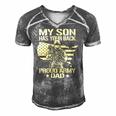 My Son Has Your Back - Proud Army Dad Father Gift Men's Short Sleeve V-neck 3D Print Retro Tshirt Grey