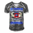 My Stepdad Has Your Back Proud Army 685 Shirt Men's Short Sleeve V-neck 3D Print Retro Tshirt Grey