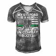 My Stepdad Is A Hero In Combat Boots 684 Shirt Men's Short Sleeve V-neck 3D Print Retro Tshirt Grey